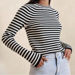 Banana Republic Black and White Striped Sweater